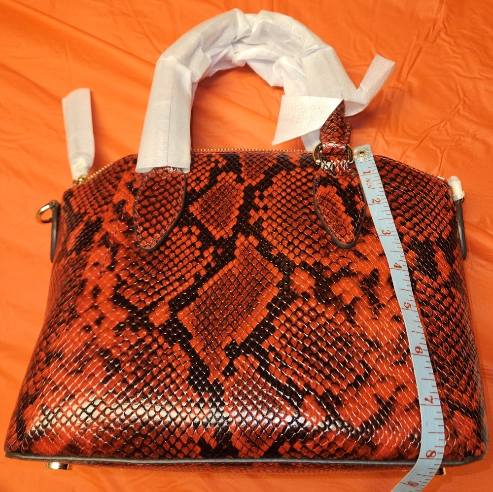 Michael Kors Red & Black Sienna Medium Python Embossed Satchel New w/Out Tags - Picture 2 of 9